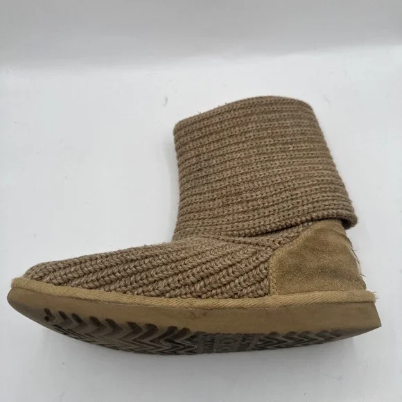 UGG Classic Knit Cardy MId Calf to Tall Boots Gray Style 5819 Size 5 Tan Camel - Picture 6 of 14